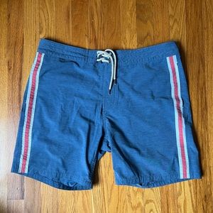 Faherty size 36 Blue Stripe Classic Boardshort surf swim trunks retro